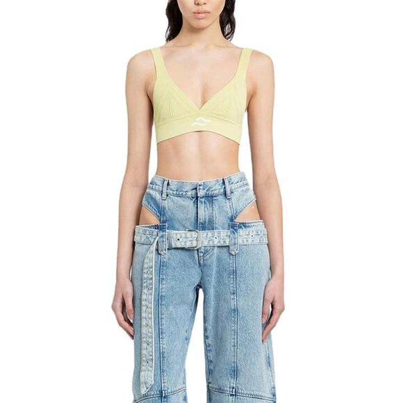Hip Cutout Belted Light Wash Straight Leg Jeans Pants - Picture 7 of 7